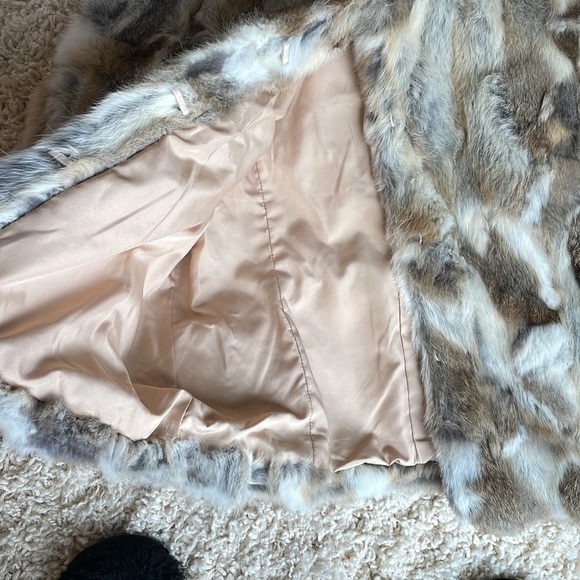 Arielle Lined Rabbit Fur Coat in Multi Brown Size Medium - Picture 4 of 7